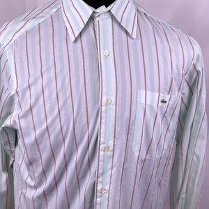 Lacoste Dress Shirt Green/White Size 40 Medium